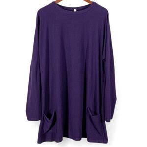 Misslook Oversized Tunic Sweater Purple 2XL Lagenlook Artsy Relaxed Fit